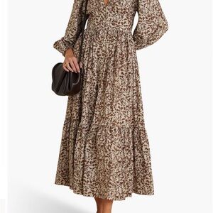 Matteau maxi dress - cream and brown copper floral print
